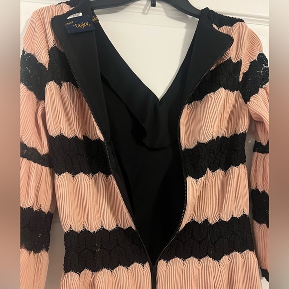 JUST TAYLOR Elegant Black and Pink Striped Dress SIZE 2 - Picture 5 of 5